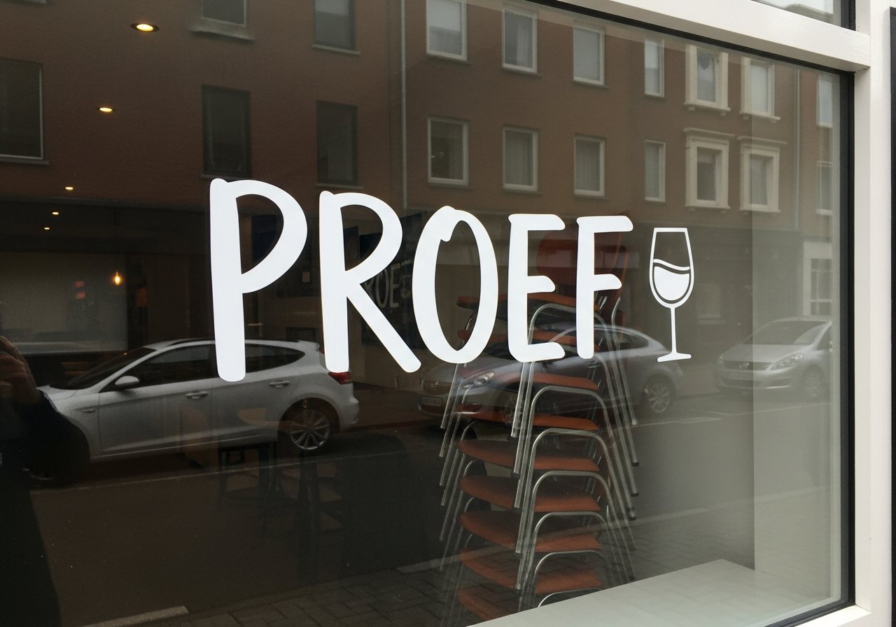 Visualisatie van handgeschreven-stijl belettering op een restaurantruit